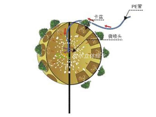 燈桿綠化-景觀球灌溉示意圖